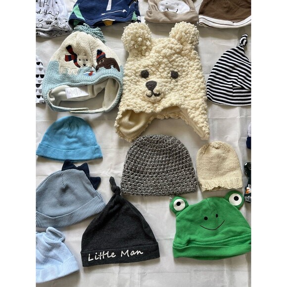 Mixed Lot of 20 Infant Baby Boys Hats From Newborn to 6-12 Months - Picture 5 of 7